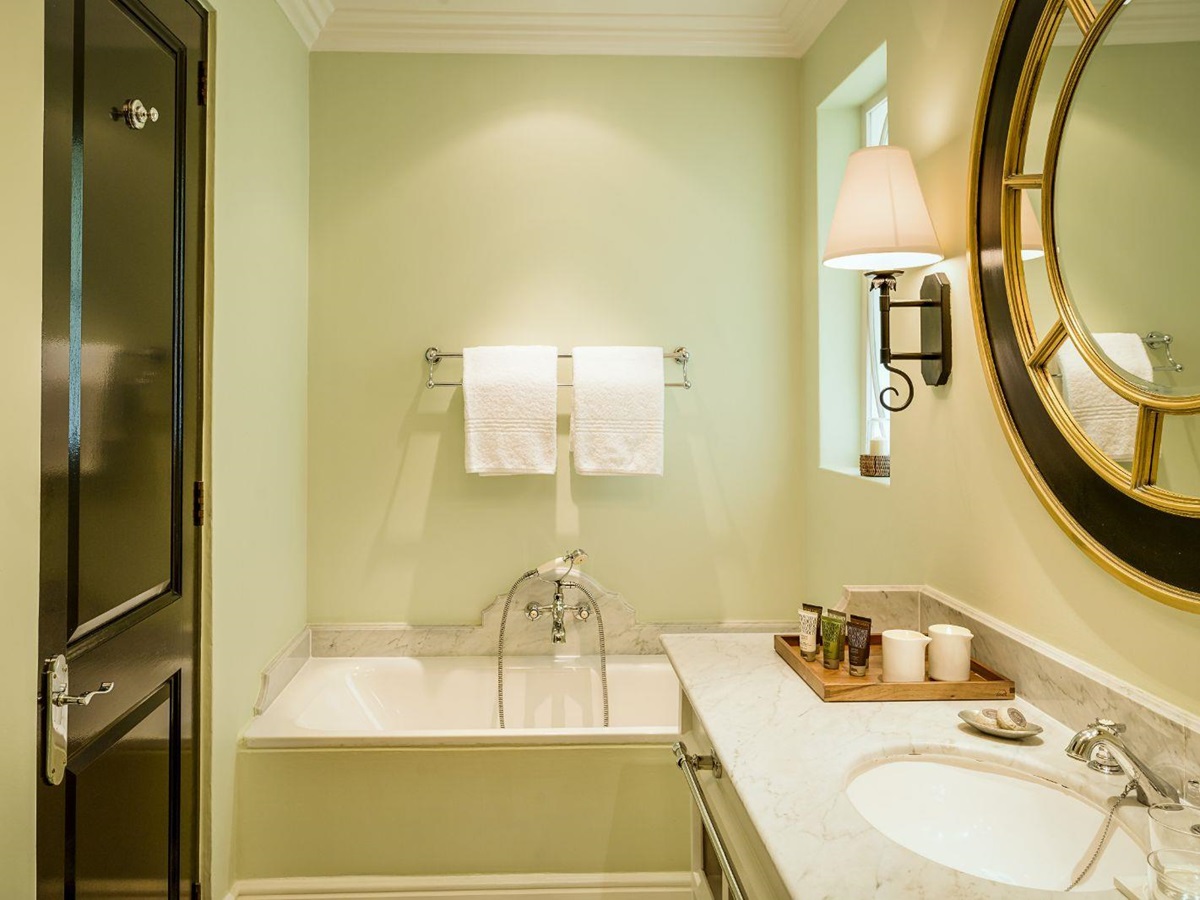 Guest bathroom at The Royal Livingstone at Victoria Falls in Zambia