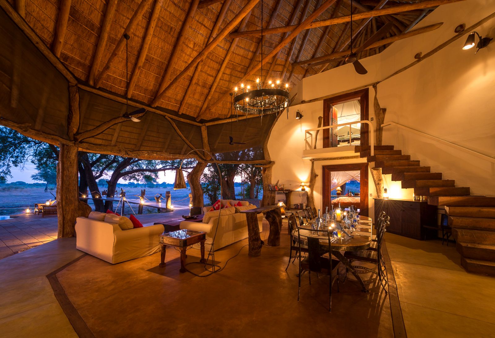 View from the Luangwa Safari House in Zambia at sunset