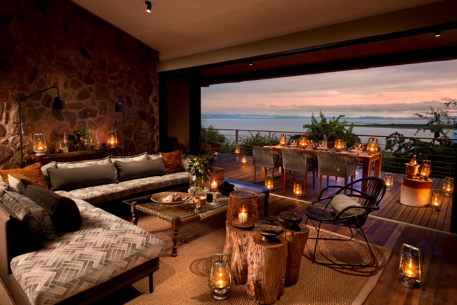 Evening view from the Bumi Suite at luxury safari lodge Bumi Hills in Zimbabwe