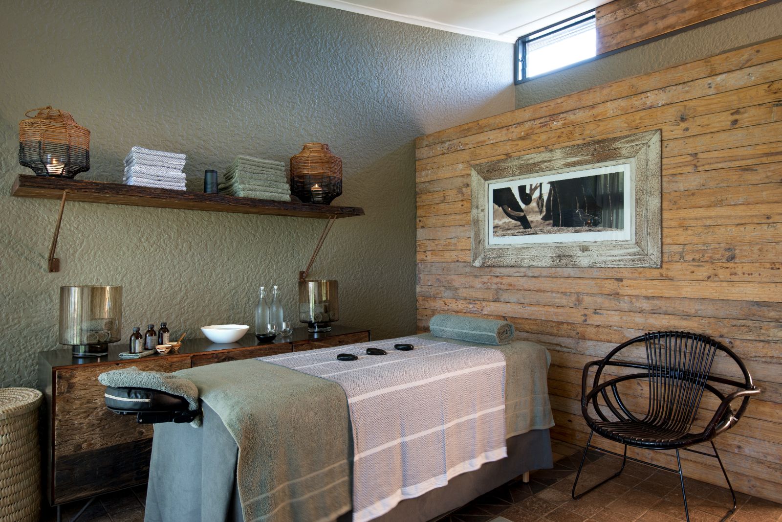 Spa treatment room at luxury safari lodge Bumi Hills in Zimbabwe