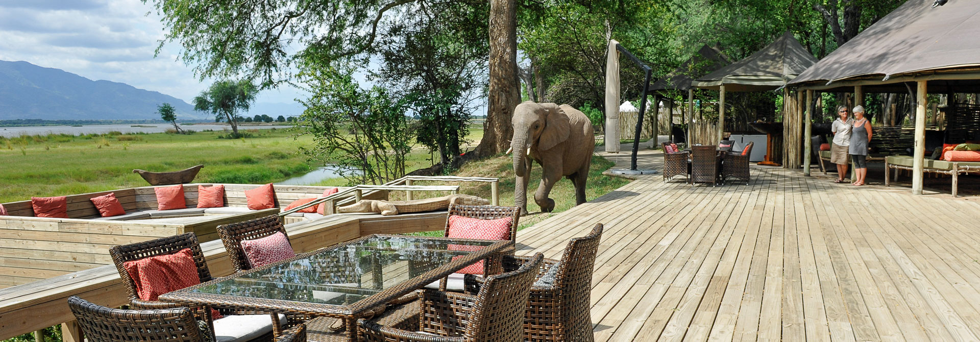 A deck at Ruckomechi Camp