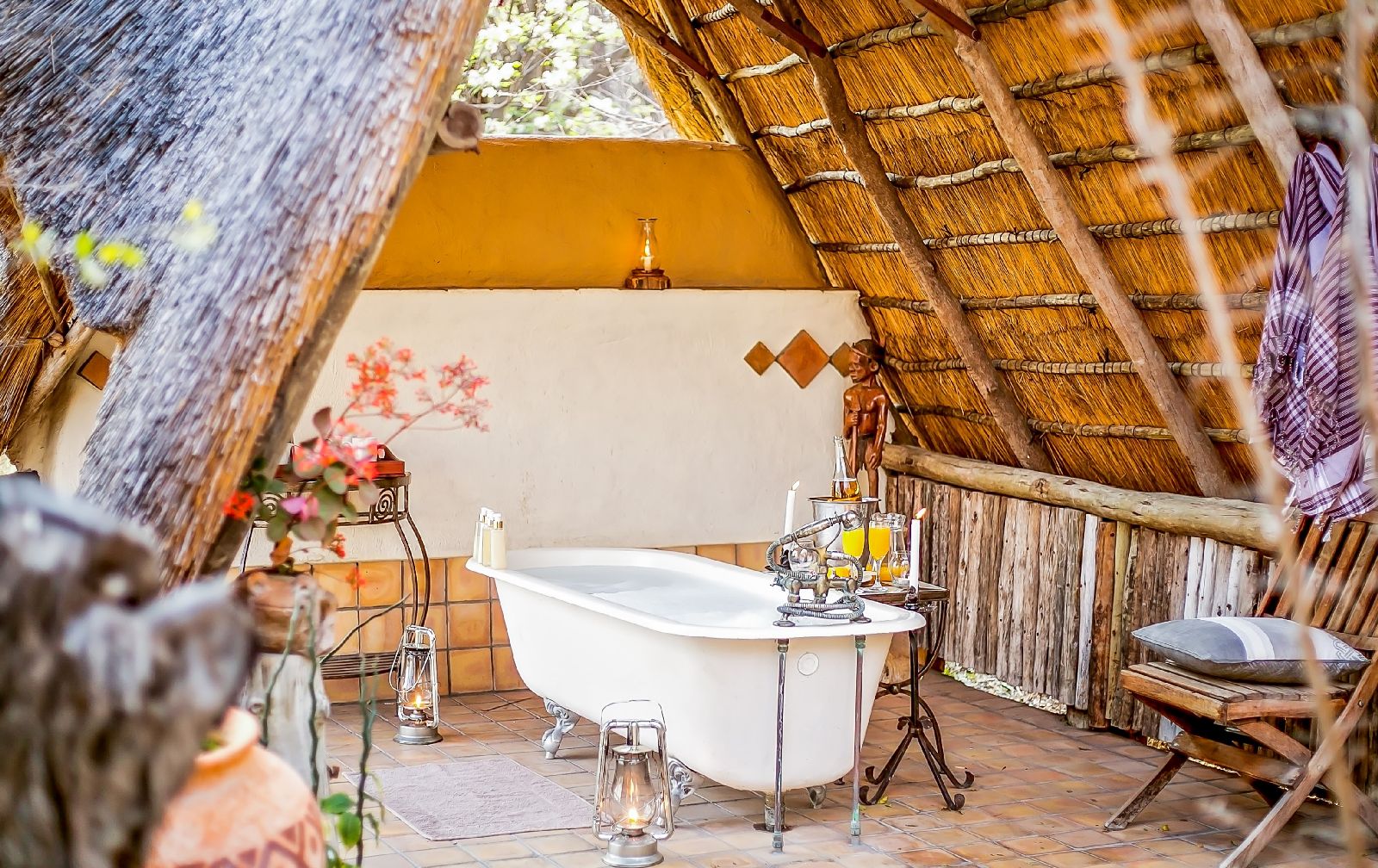 Romantic bathroom at The Hide safari lodge Zimbabwe