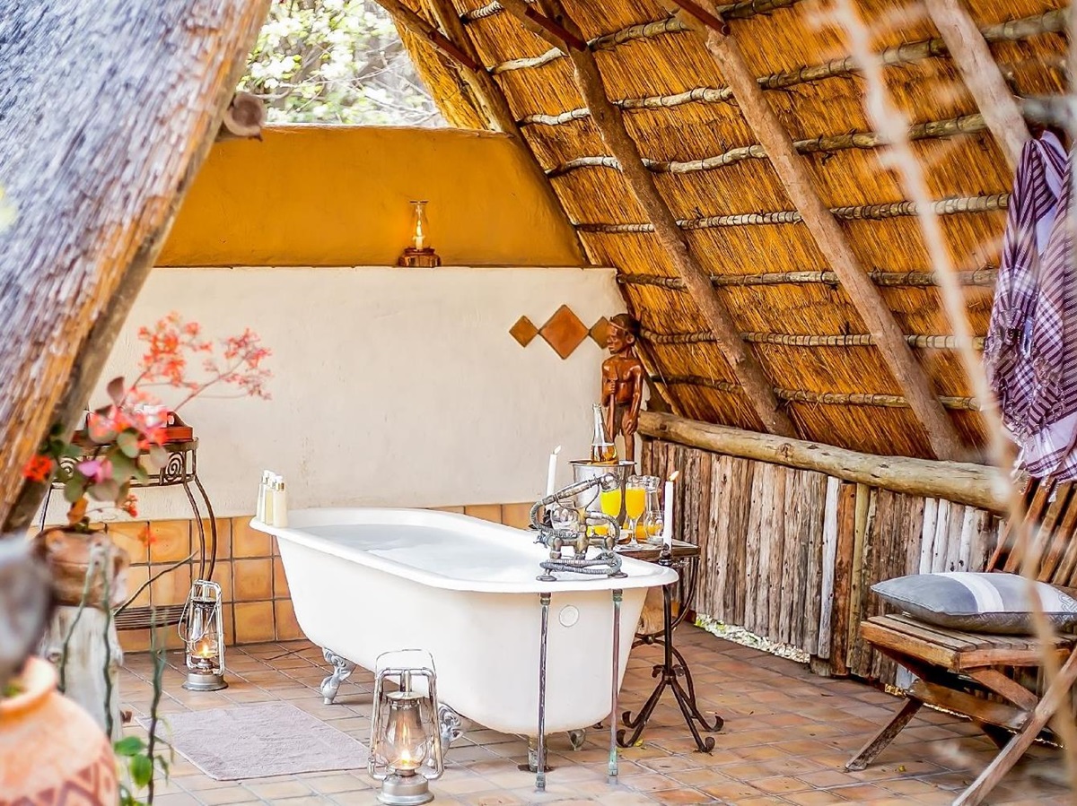Romantic bathroom at The Hide safari lodge Zimbabwe