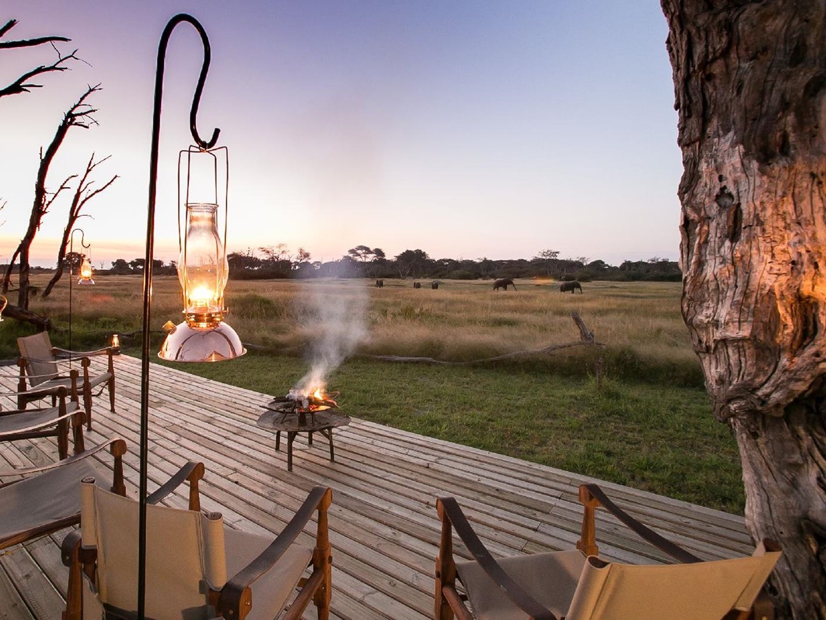 Sunset over the Hwange plains at The Hide safari lodge Zimbabwe