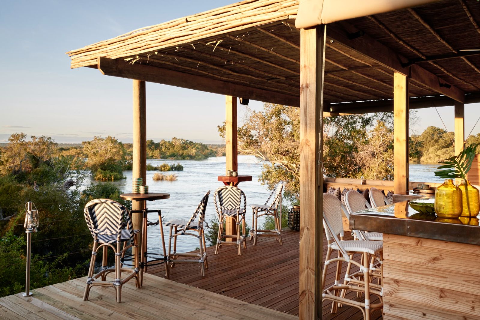 Bar at Victoria Falls River Lodge in Zambezi National Park in Zimbabwe