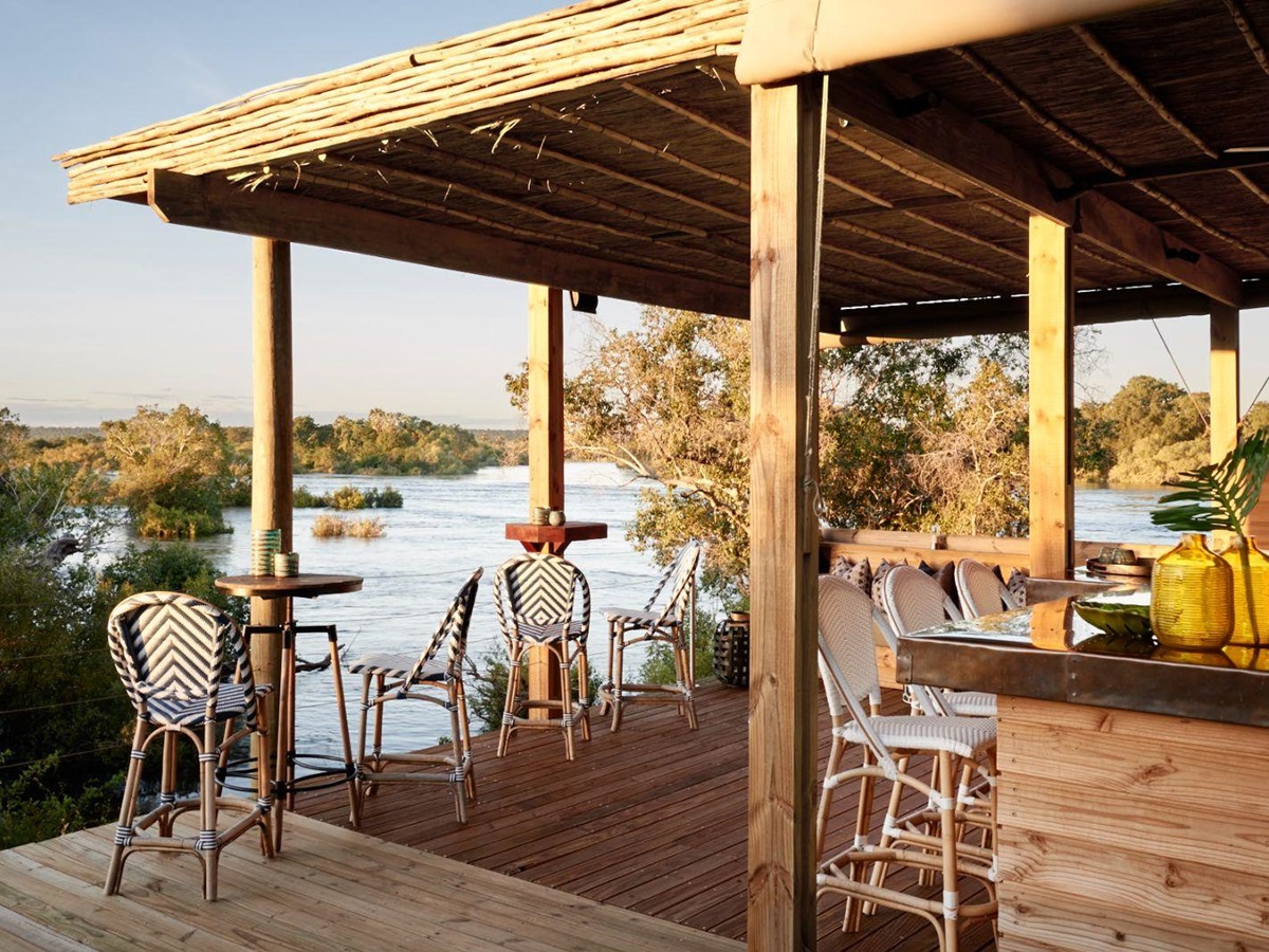Bar at Victoria Falls River Lodge in Zambezi National Park in Zimbabwe