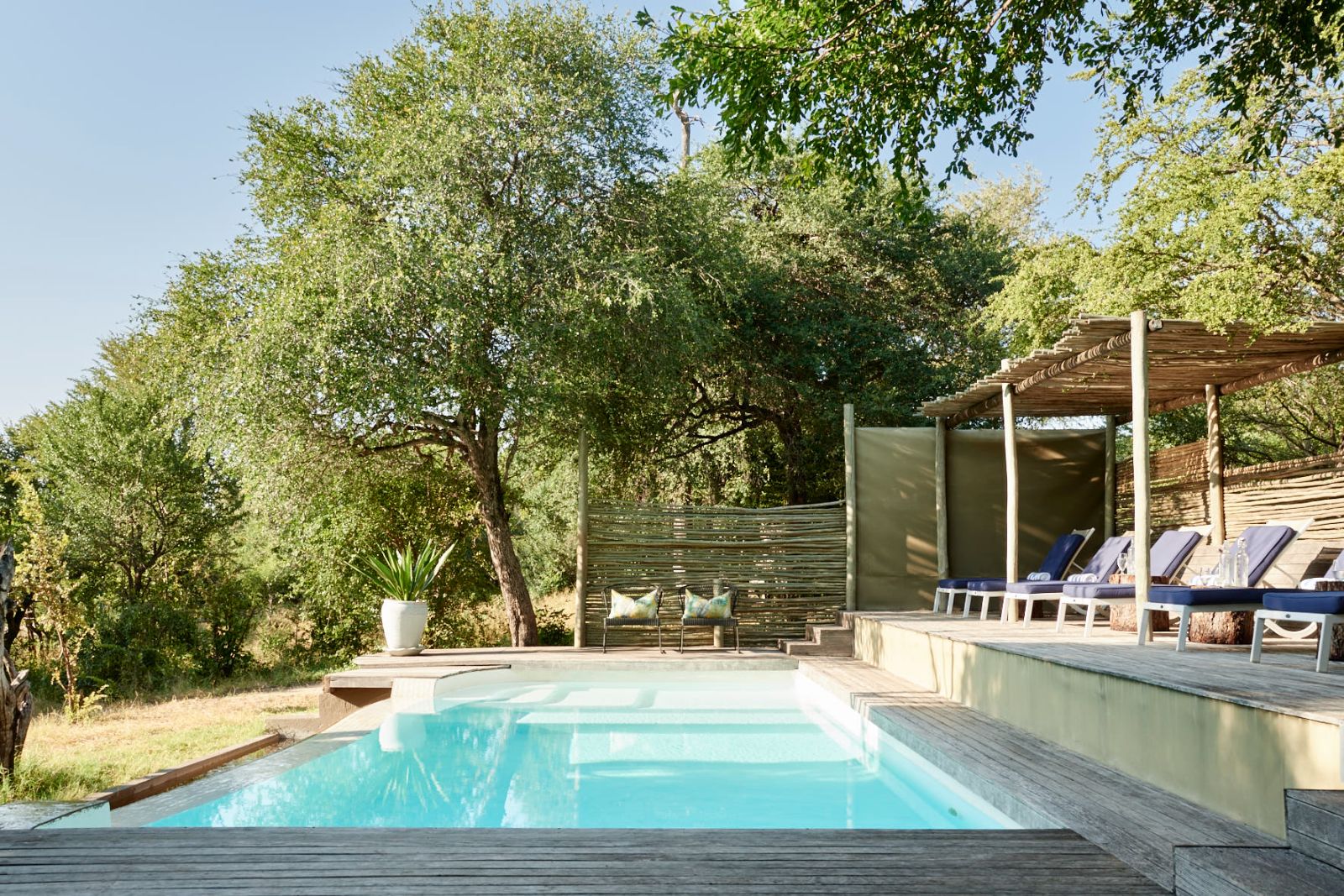 Swimming pool at Victoria Falls River Lodge in Zambezi National Park in Zimbabwe
