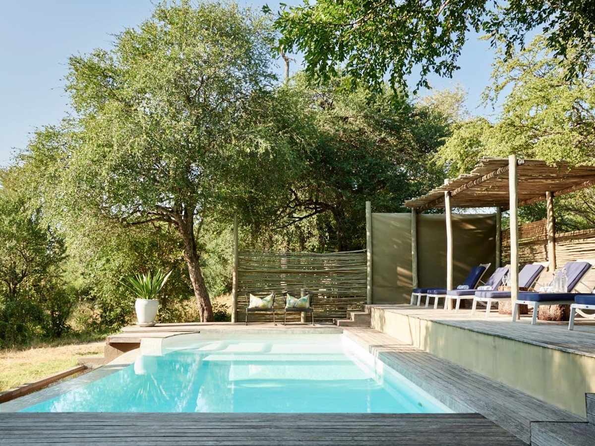 Swimming pool at Victoria Falls River Lodge in Zambezi National Park in Zimbabwe