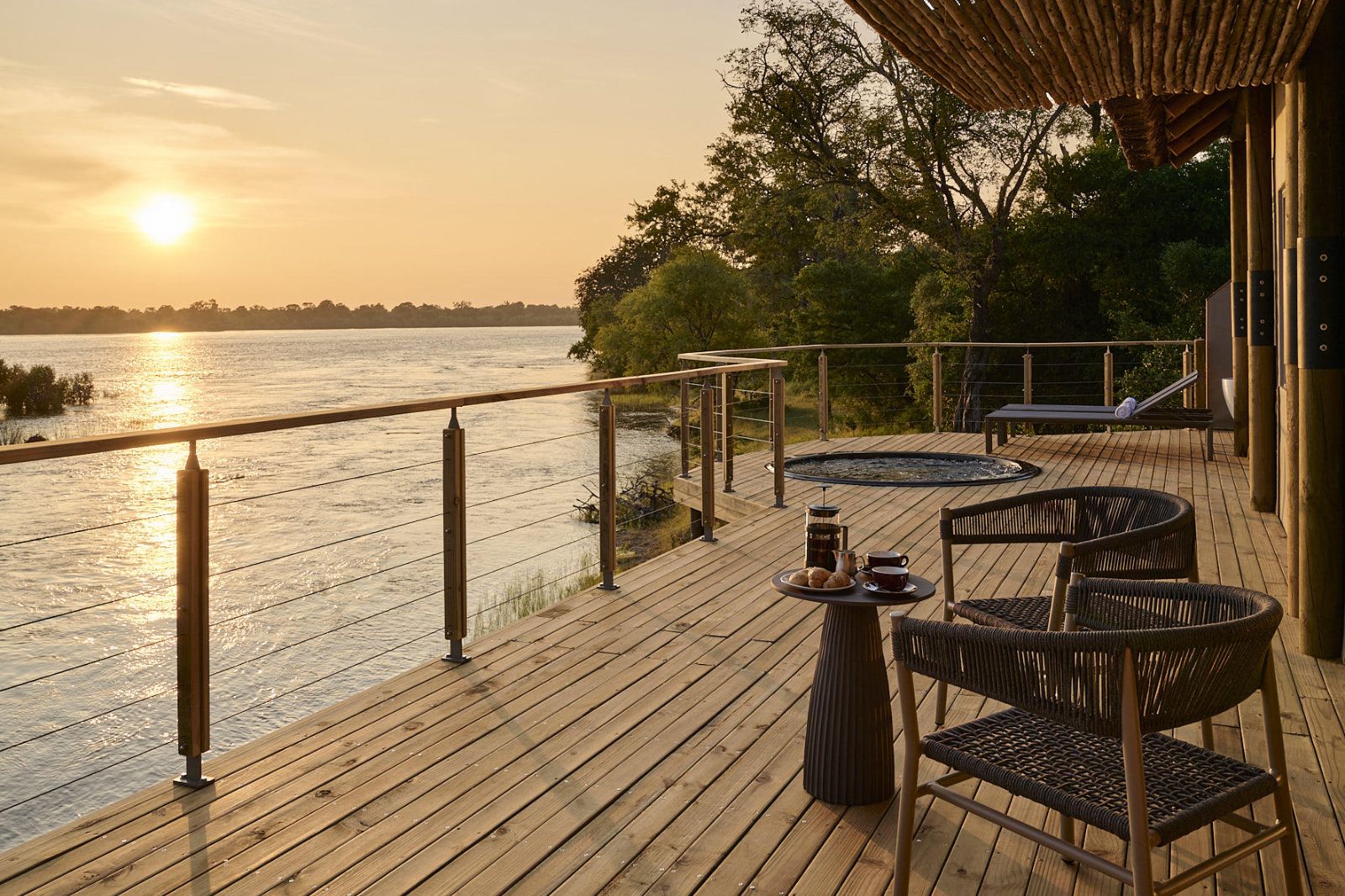 View of river rapids from Victoria Falls River Lodge in Zambezi National Park in Zimbabwe