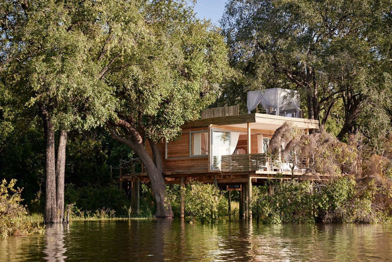 Starbed treehouse at Victoria Falls River Lodge in Zambezi National Park in Zimbabwe