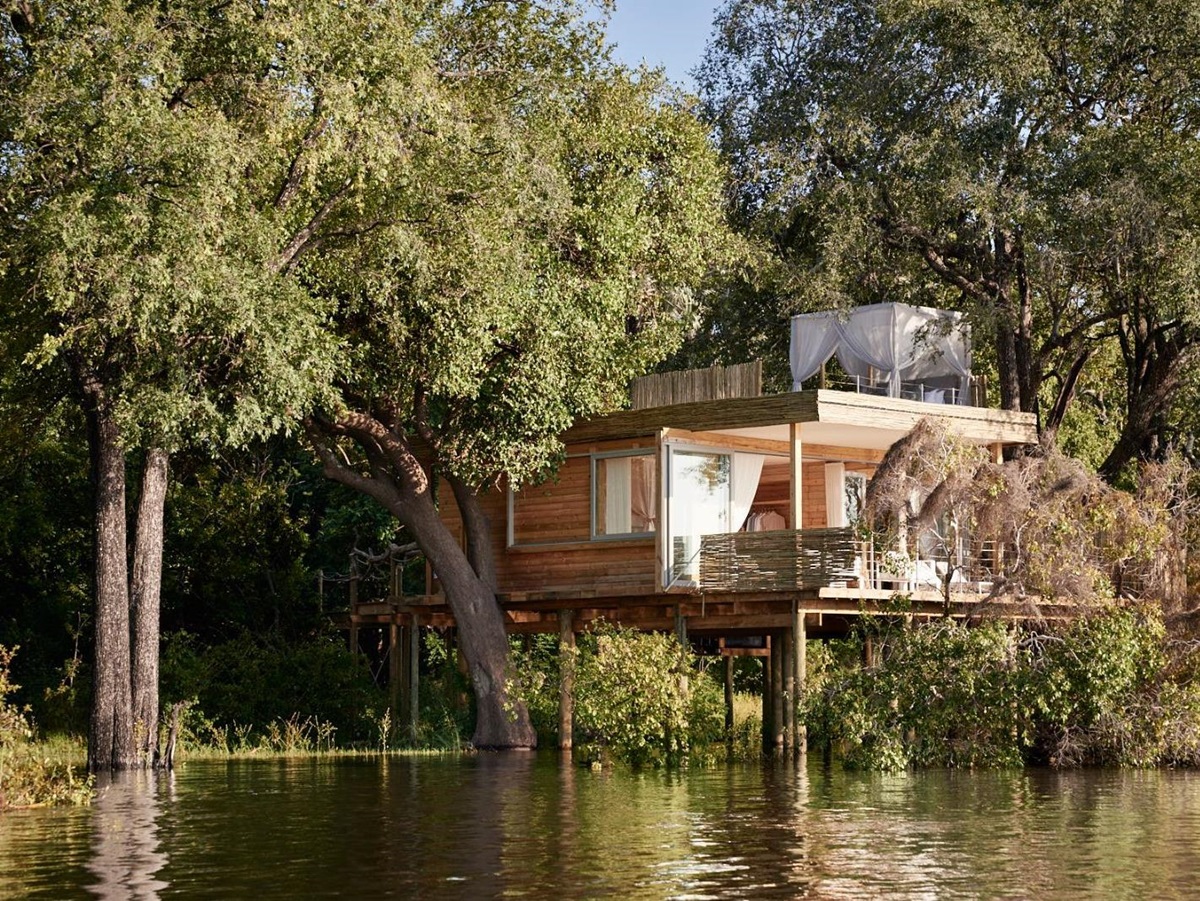 Starbed treehouse at Victoria Falls River Lodge in Zambezi National Park in Zimbabwe
