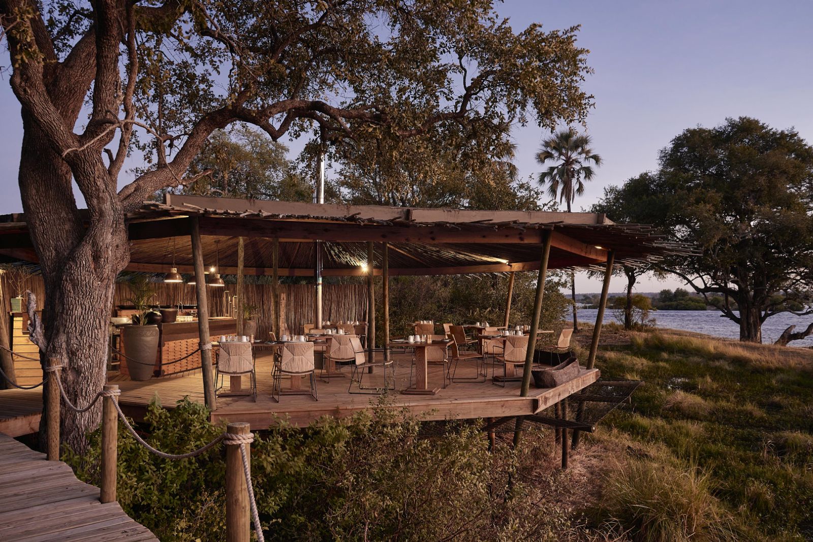 Restaurant at Victoria Falls River Lodge in Zambezi National Park in Zimbabwe