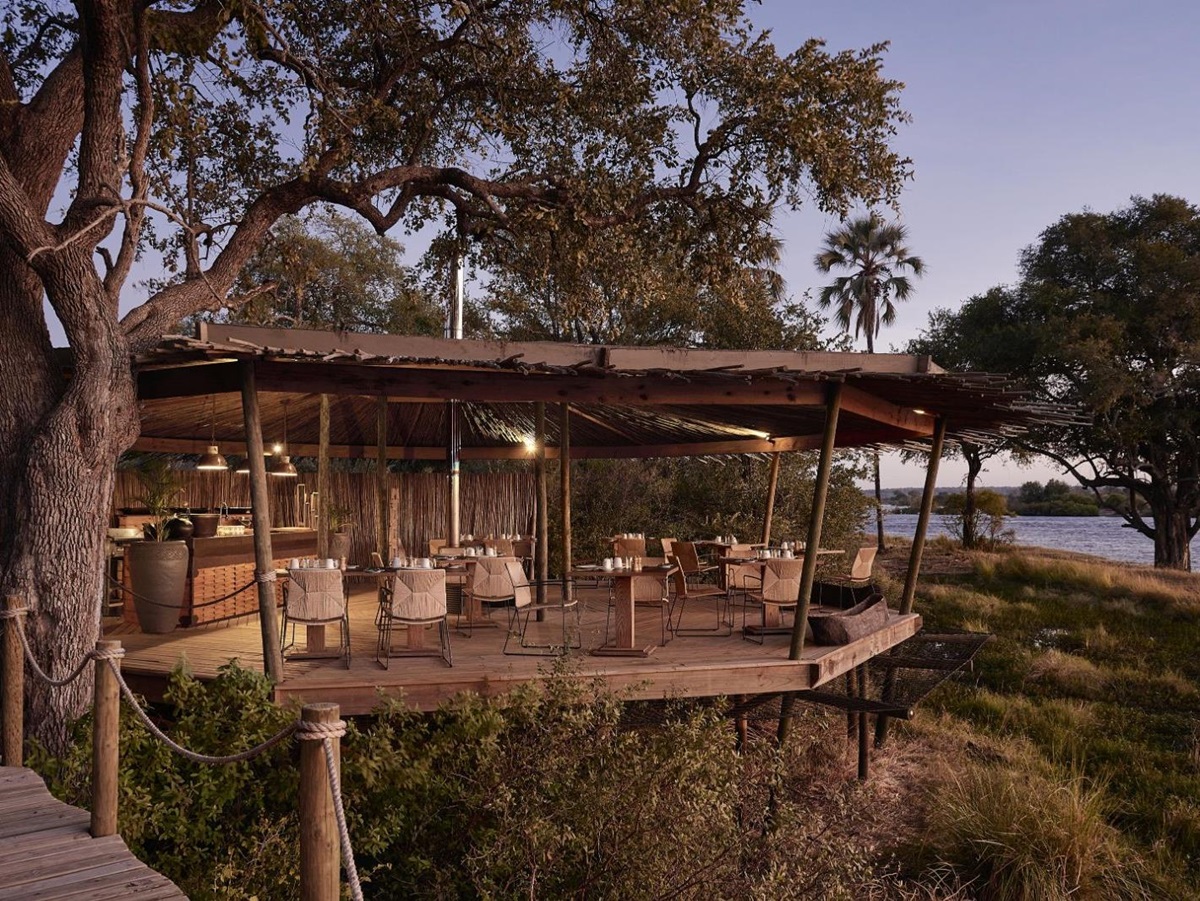 Restaurant at Victoria Falls River Lodge in Zambezi National Park in Zimbabwe