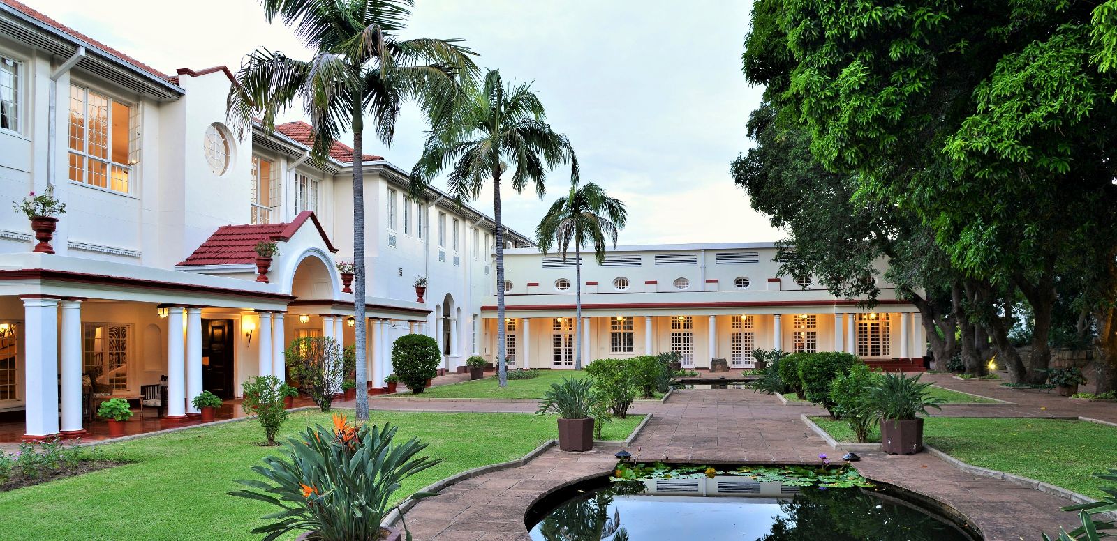 Manicured gardens at The Victoria Falls Hotel in Zimbabwe