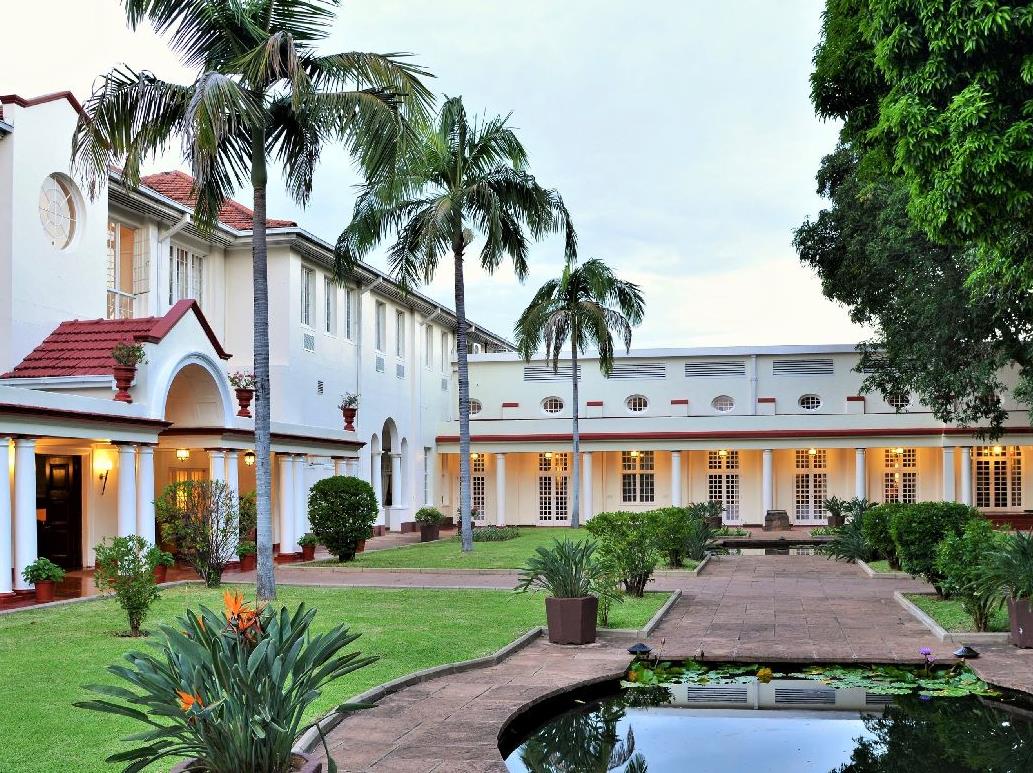 Manicured gardens at The Victoria Falls Hotel in Zimbabwe