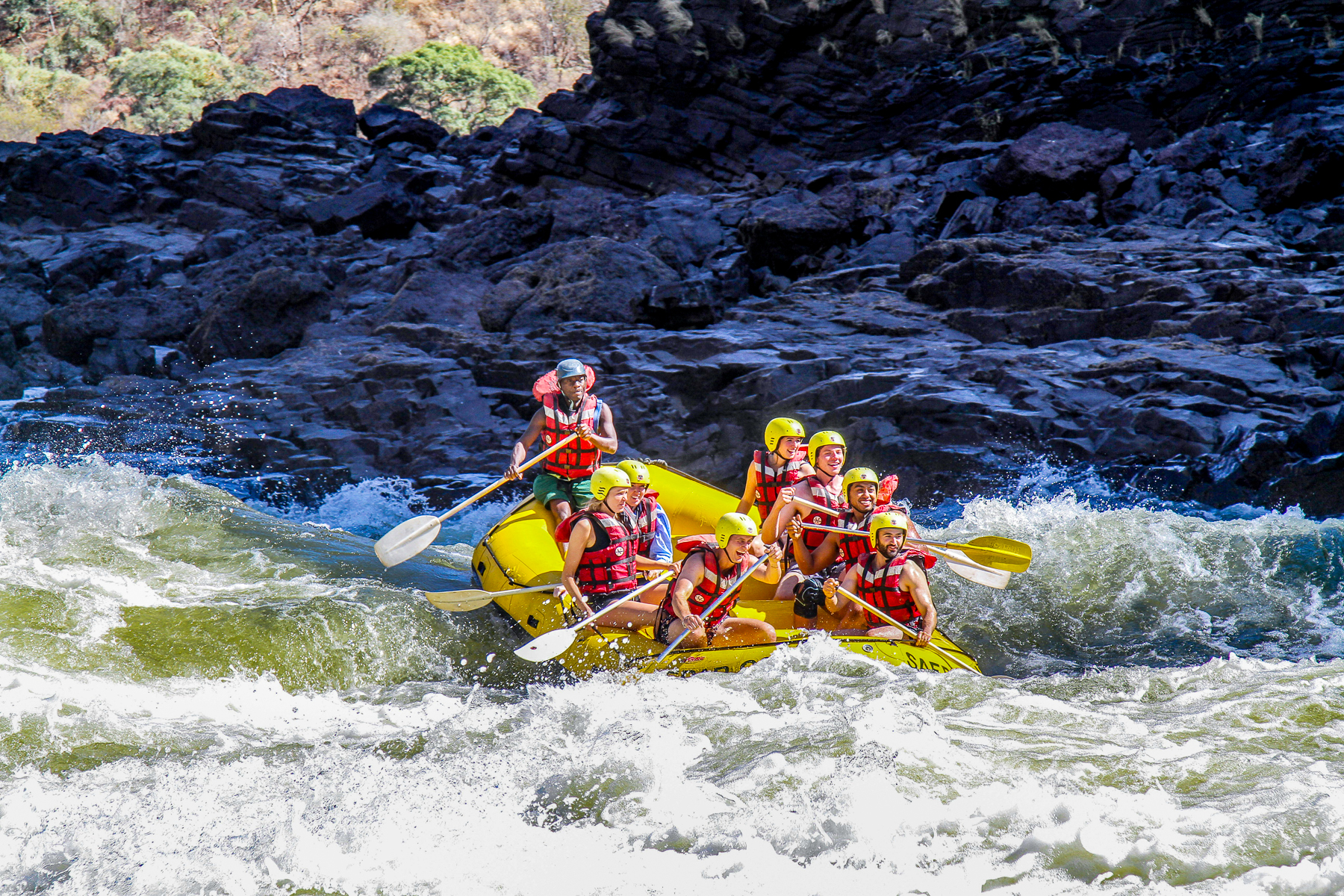 White-water rafting at the Victoria Falls in Zimbabwe