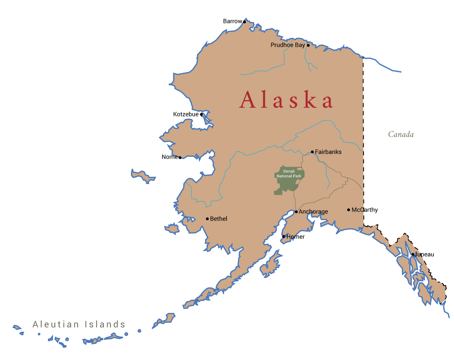 Red Savannah branded map of Alaska, USA
