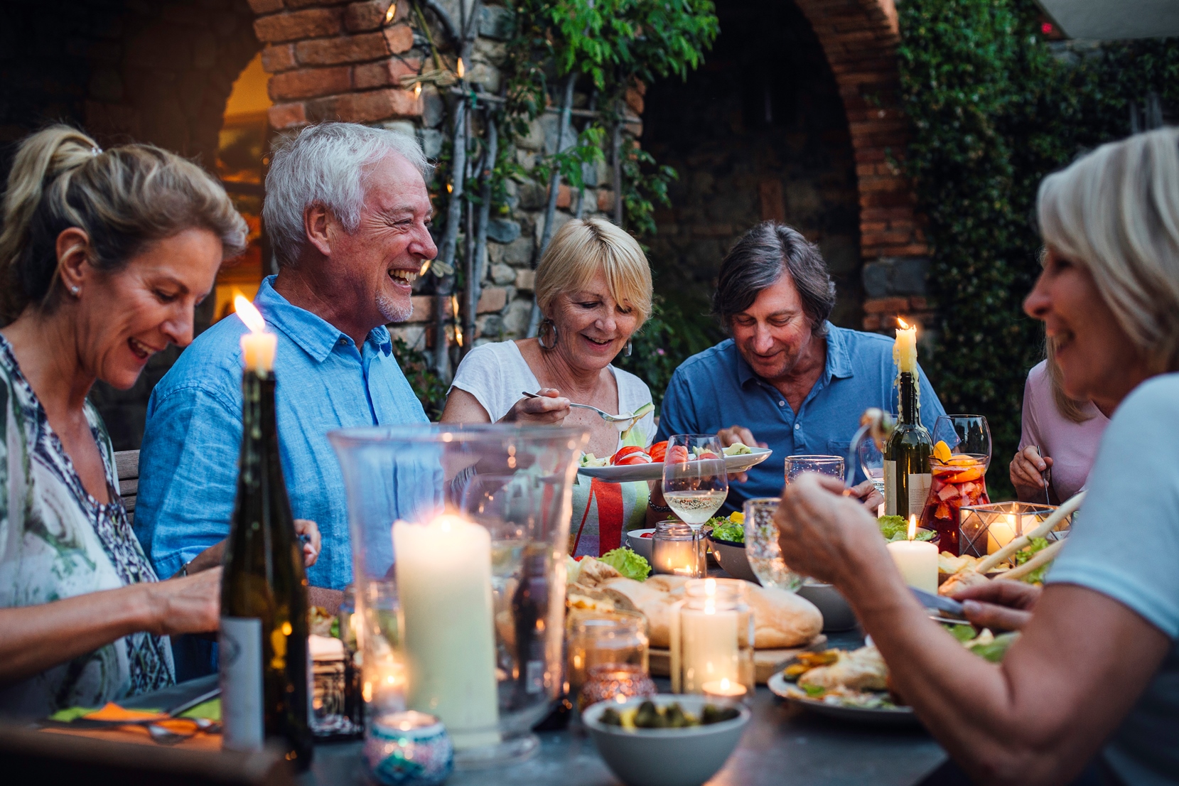 Family dining at a luxury villa