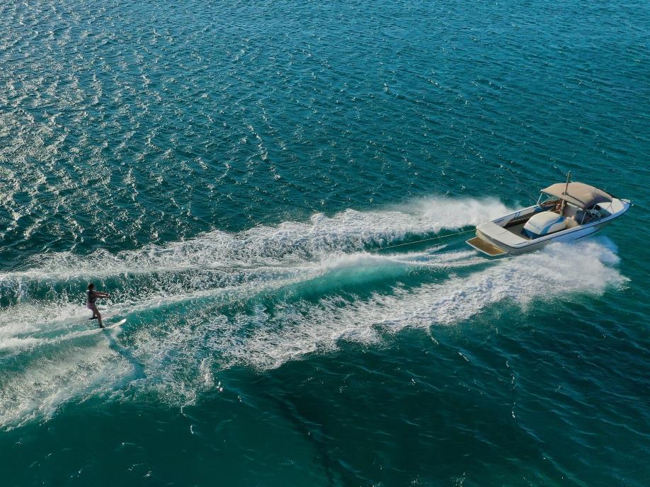 Person waterskiing