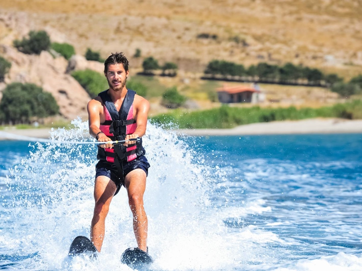 Man waterskiing