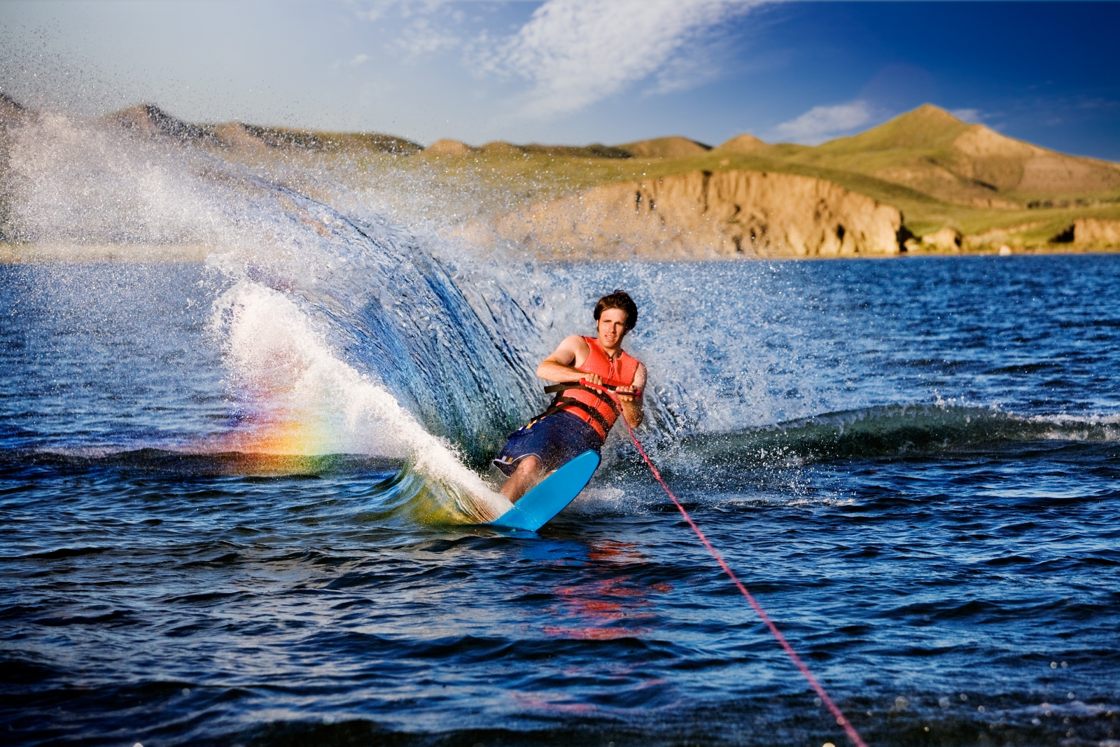 Man waterskiing