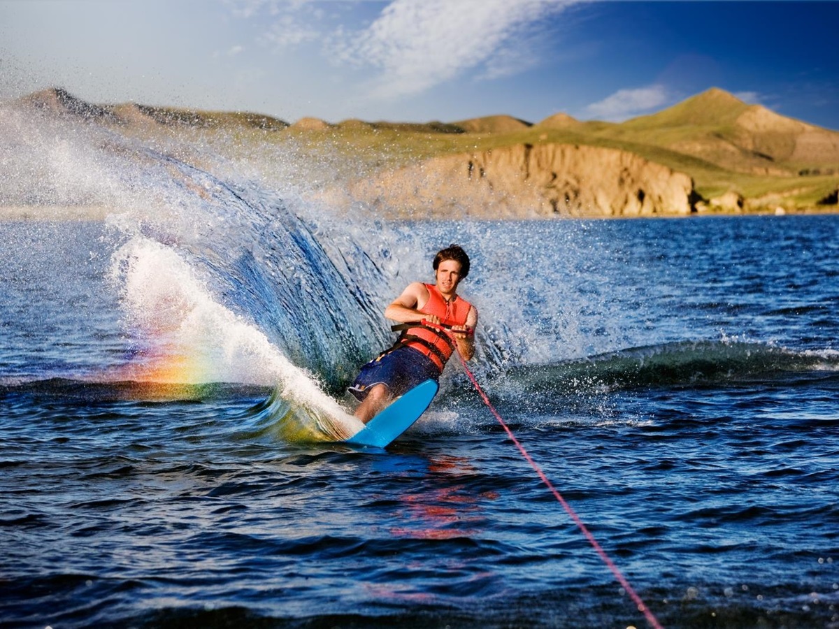 Man waterskiing