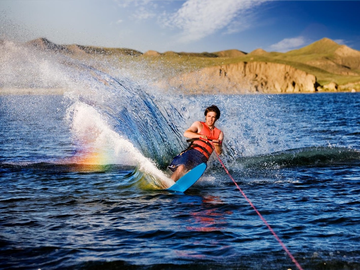 Man waterskiing