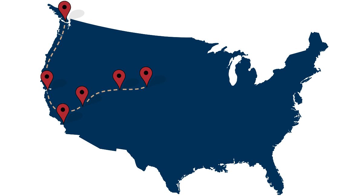 A map of Red Savannah's Epic North America sabbatical itinerary suggestion