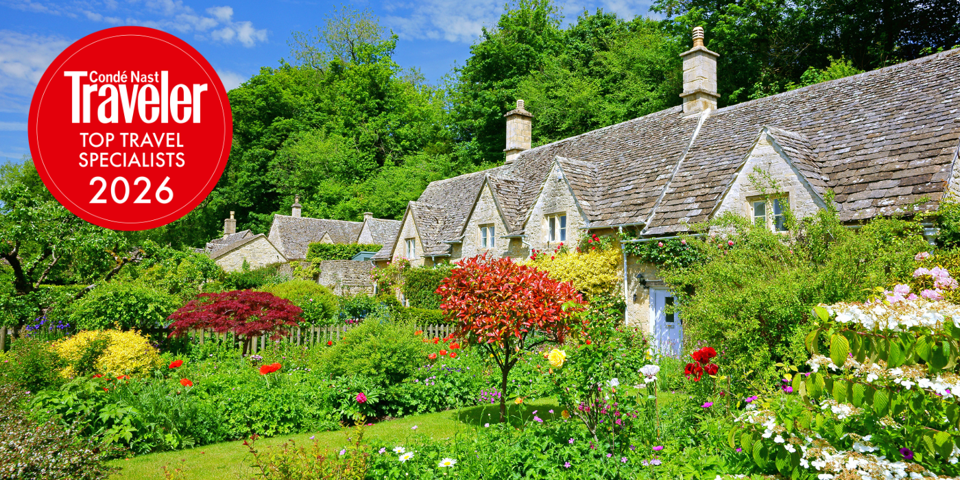 COtswolds background with Conde Nast Traveler Top Travel Specialist award logo for 2026