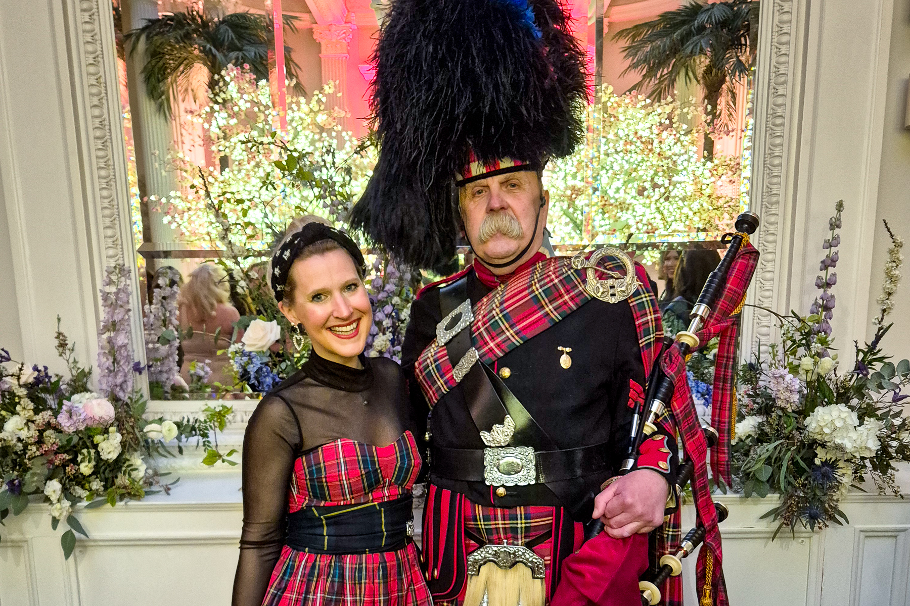 Camilla Davidson, Red Savannah's UK, Ireland, and France specialist, at a Scottish tartan party