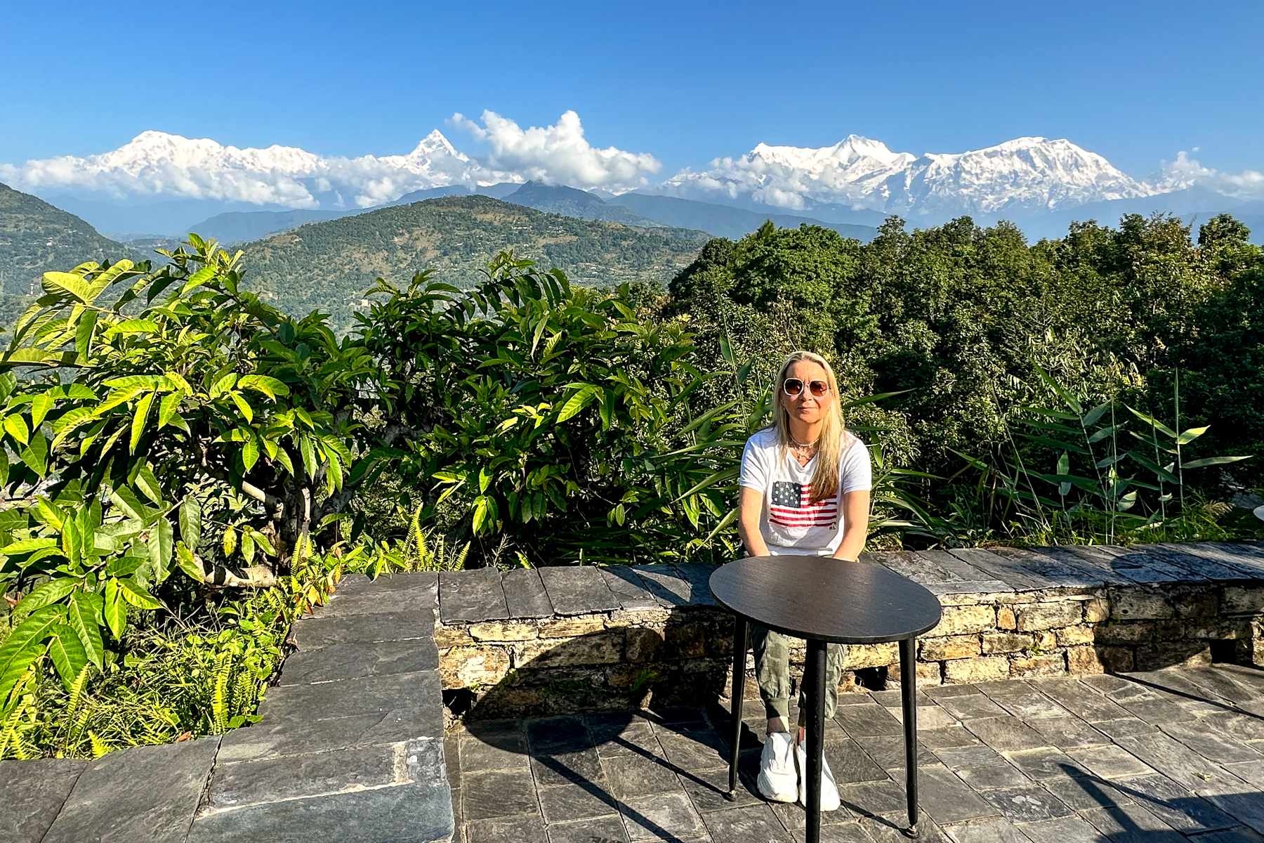 Rachel Cooper, Red Savannah's Australasia and Indian Subcontinent specialist in a garden in the Himalayas