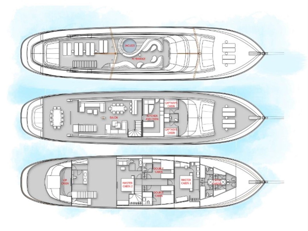 Deckplan of Acapella gulet in Croatia
