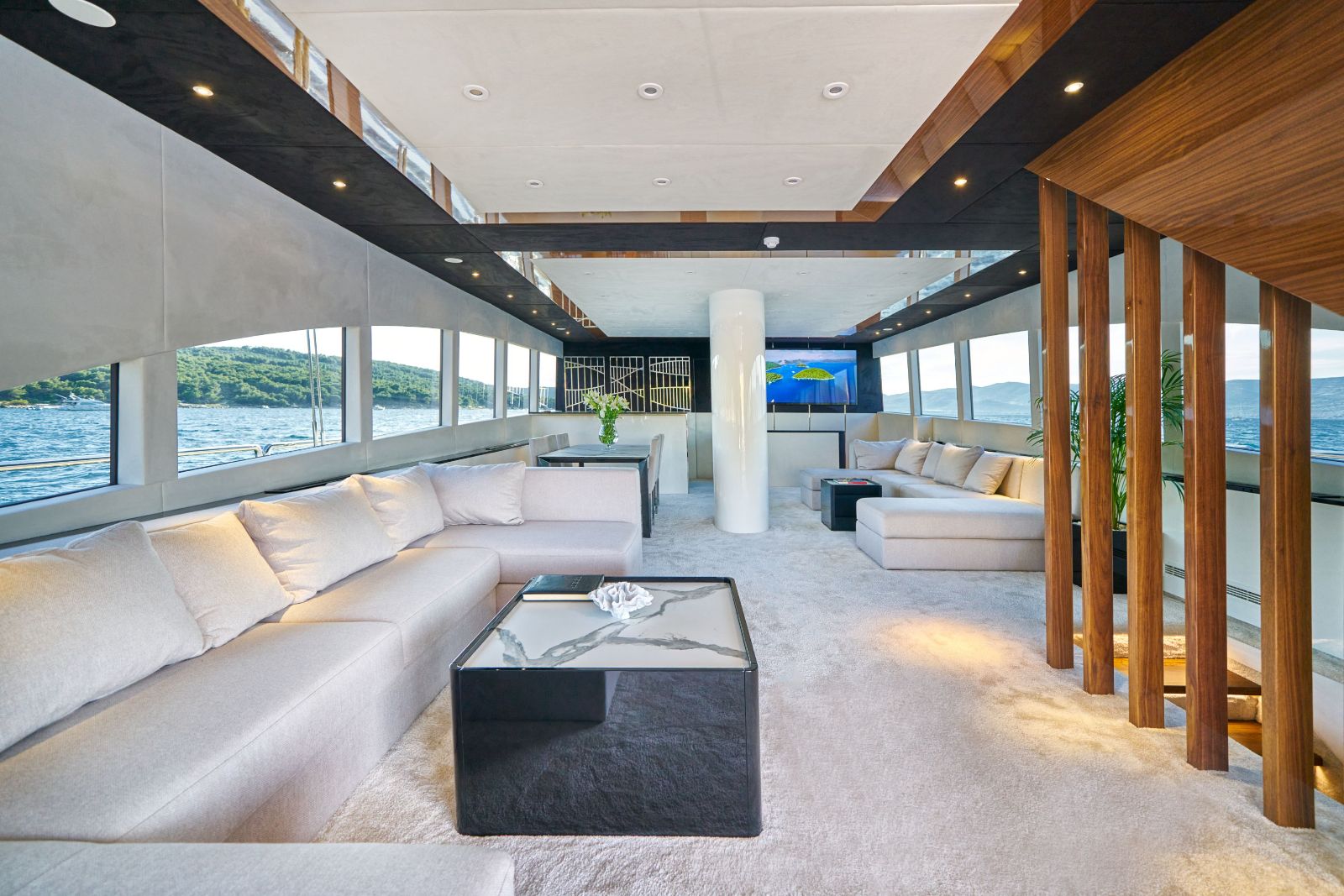 lounge interior onboard Acapella gulet in Croatia