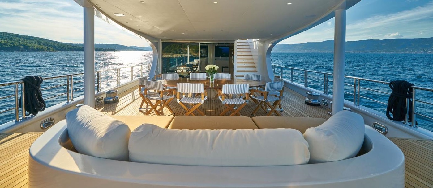 Outdoor lounge onboard the Acapella gulet in Croatia