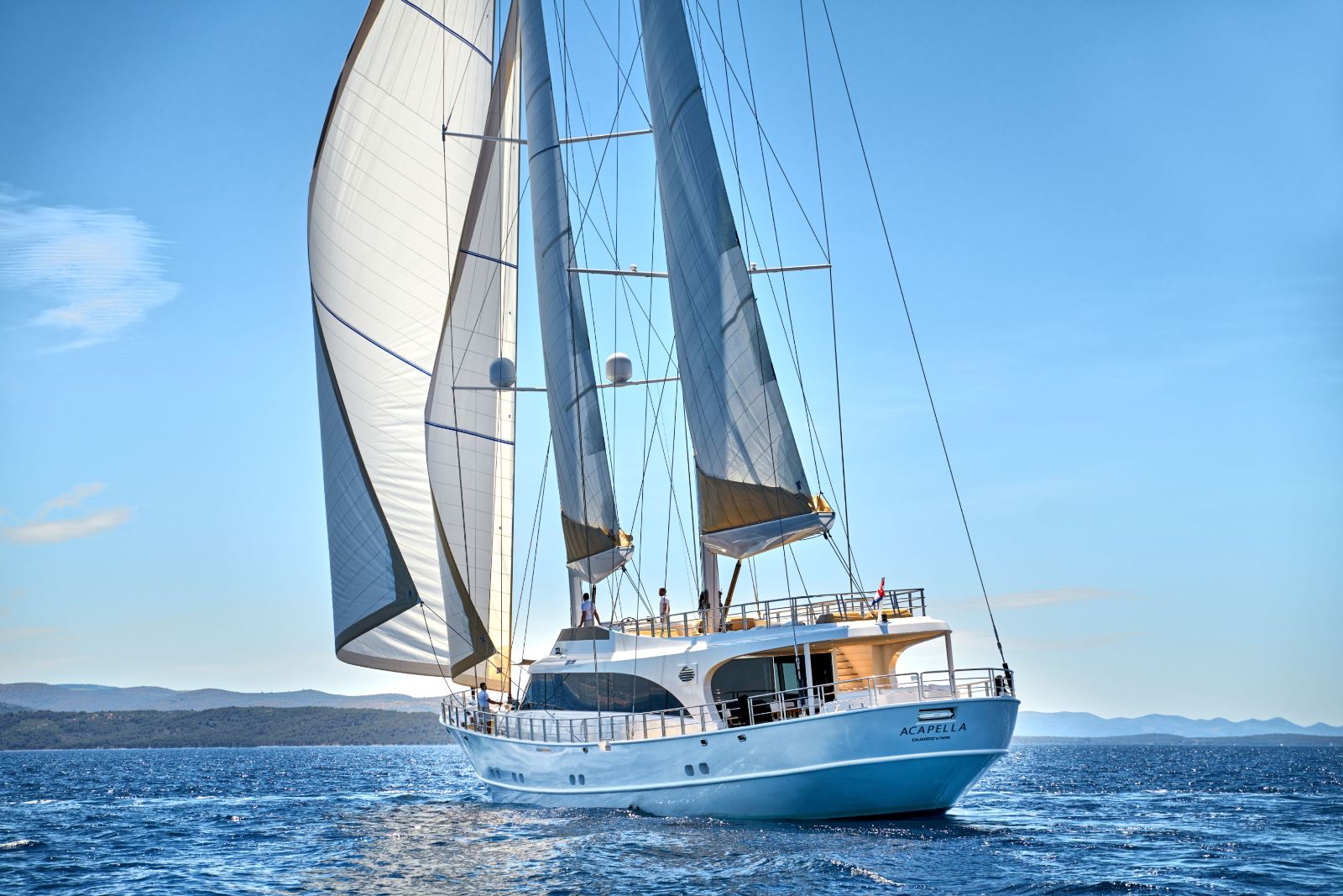 Rear exterior view of the Acapella gulet in Croatia