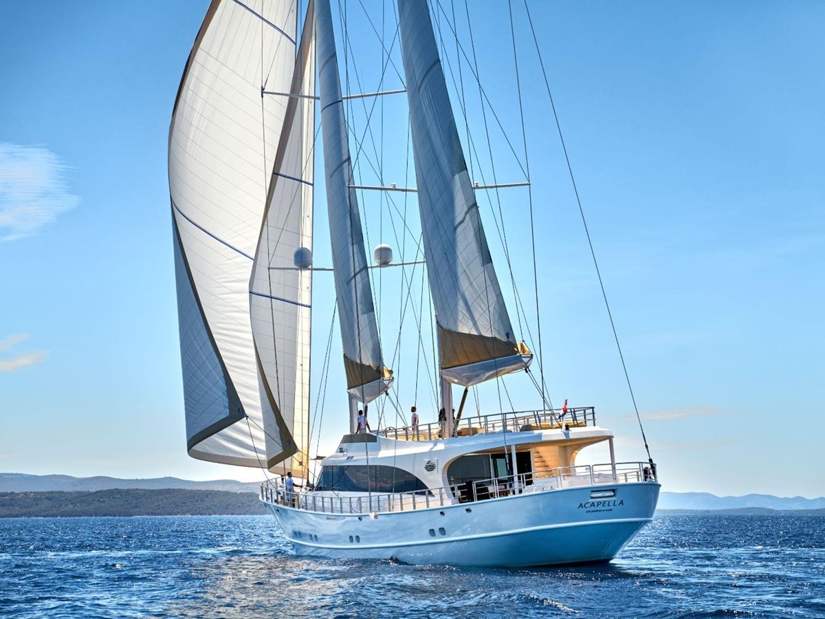 Rear exterior view of the Acapella gulet in Croatia