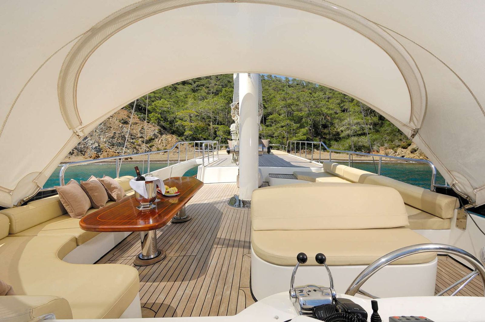 Upper deck onboard the Allesandro 1 gulet in Croatia