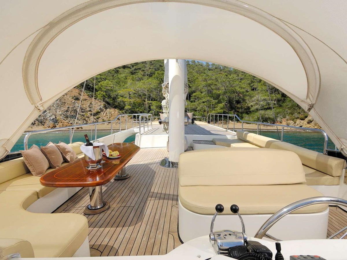Upper deck onboard the Allesandro 1 gulet in Croatia