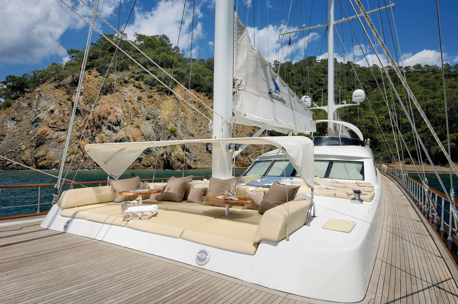 Outdoor lounge seating onboard the Allesandro 1 gulet in Croatia