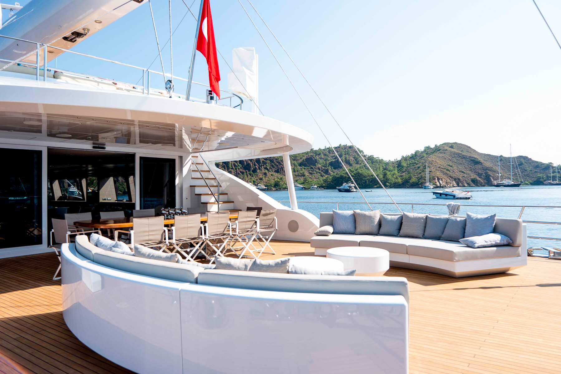Alfresco lounge on the deck of the All About U 2 luxury yacht in Turkey