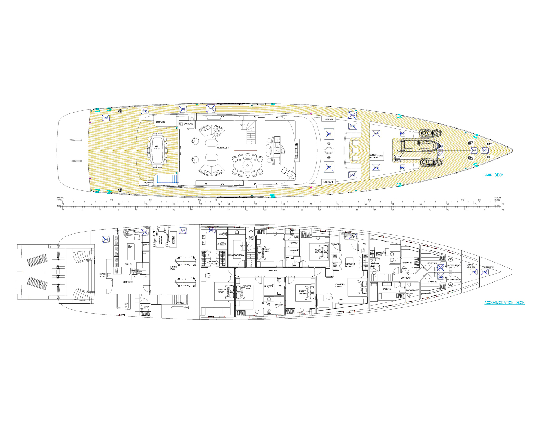 Deckplan of the All About U 2 luxury yacht in Turkey