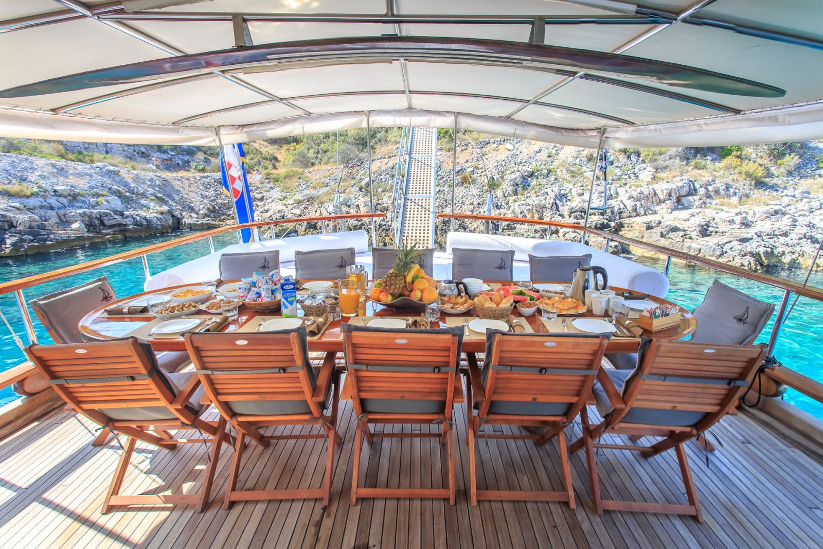 View of dining on deck of  Allure in Croatia