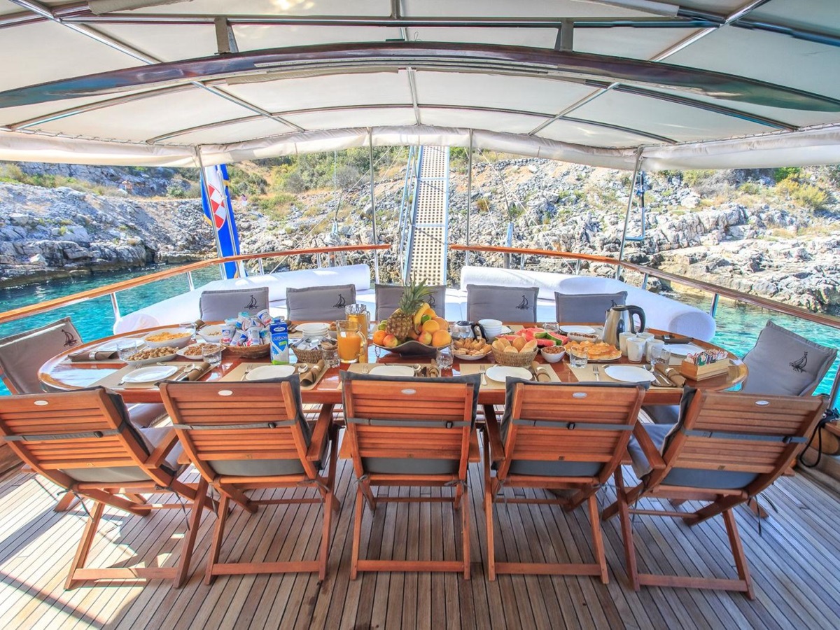 View of dining on deck of Allure in Croatia