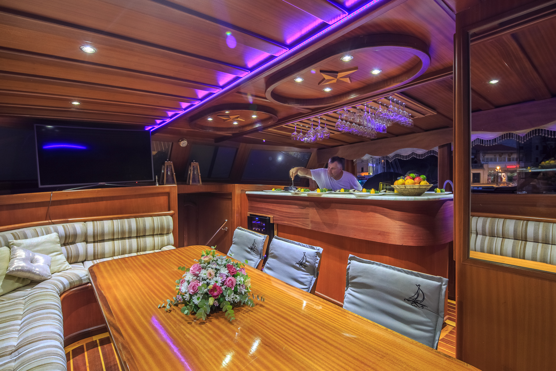 View of Saloon on board Allure in Croatia