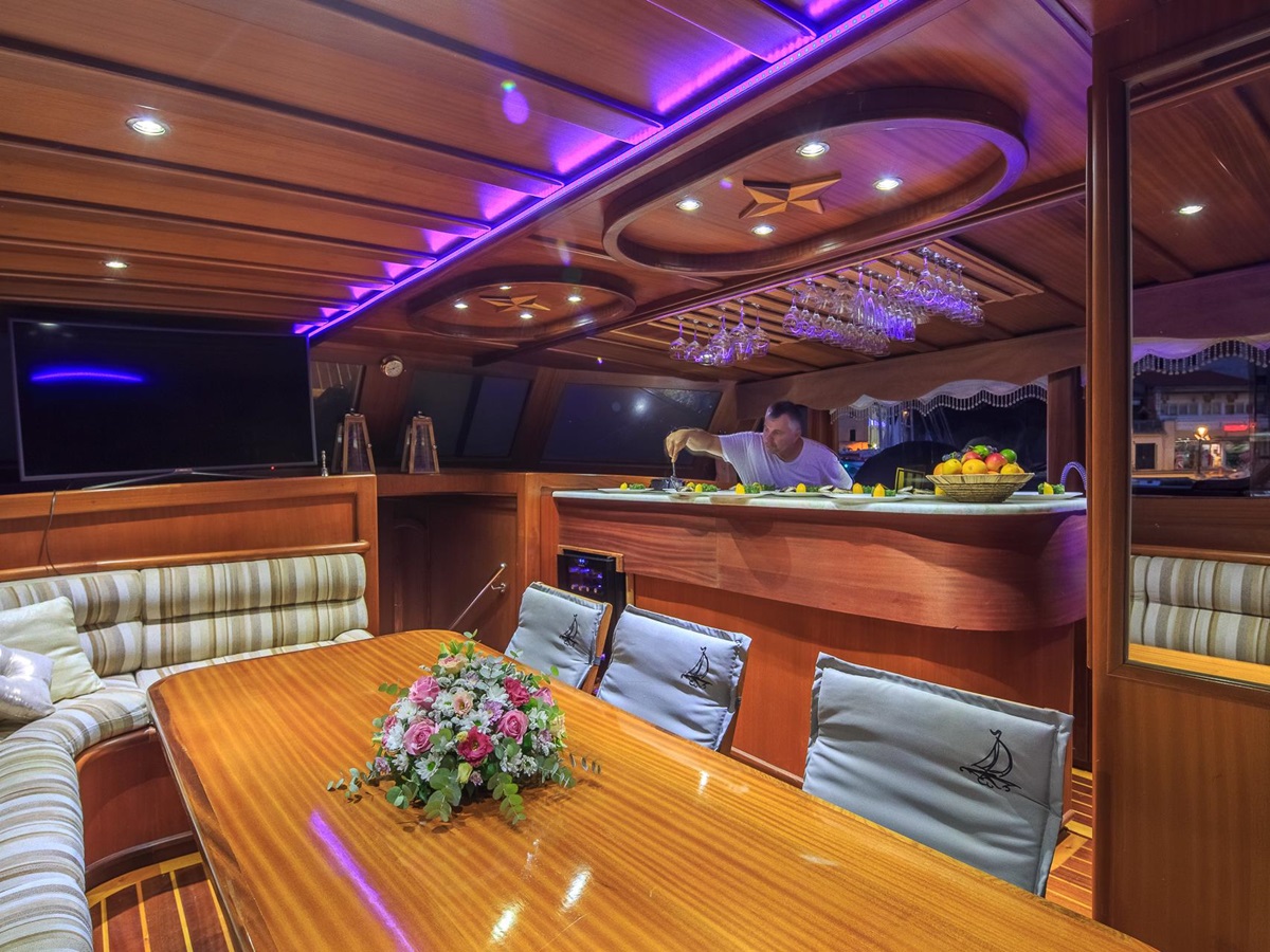 View of Saloon on board Allure in Croatia