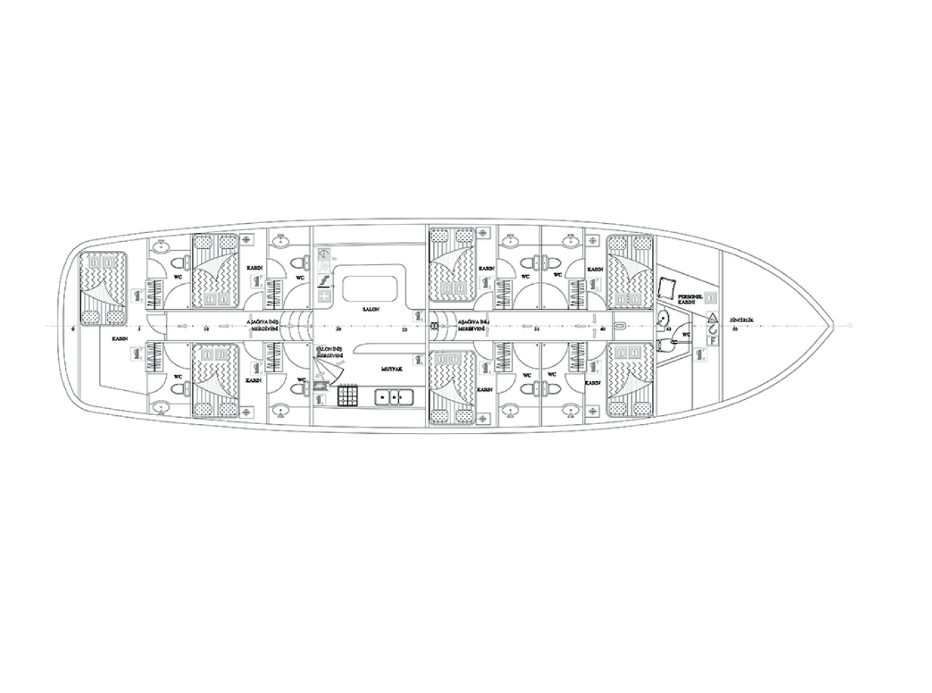 Deck plan of Allure Gulet in Croatia