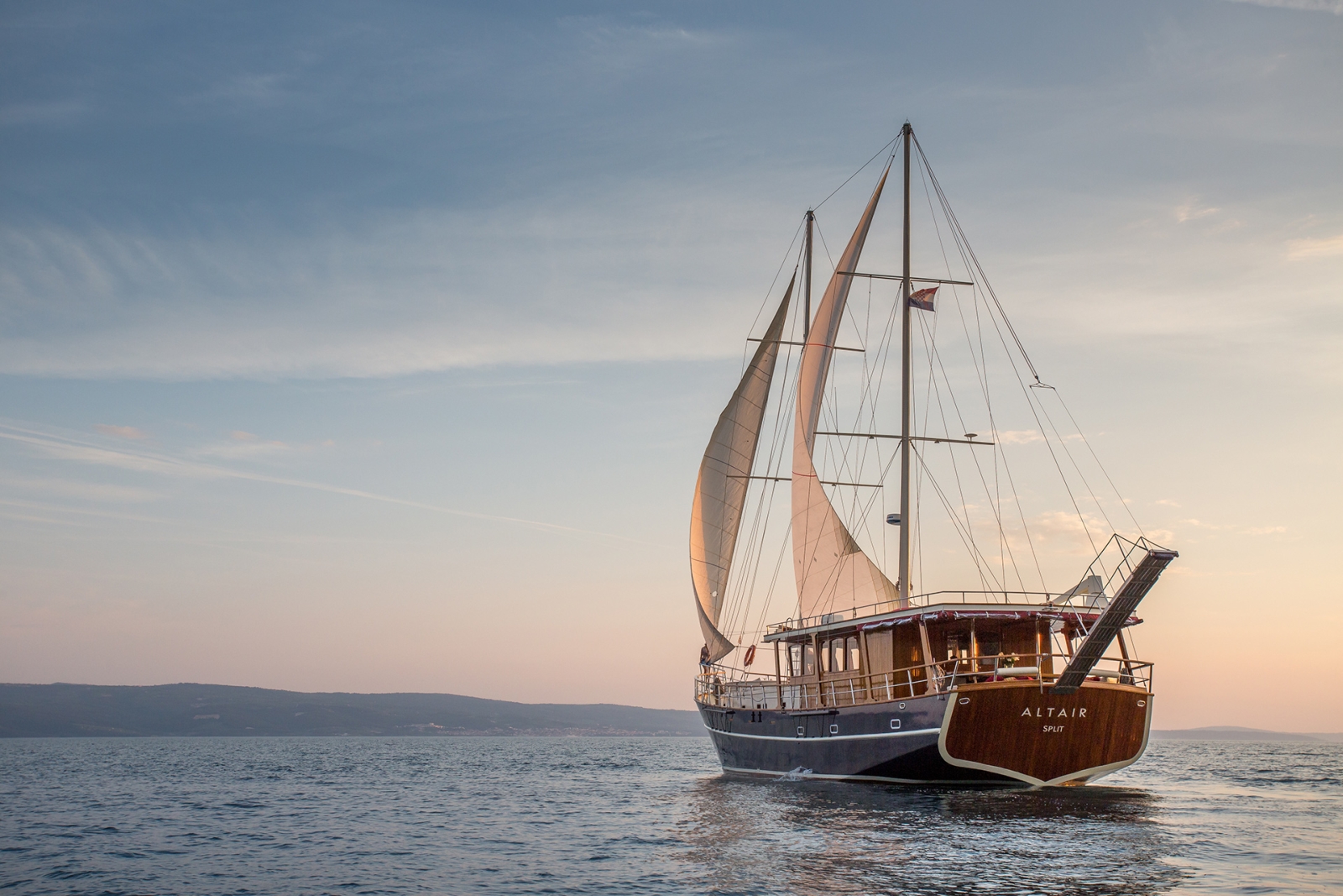 Evening sailing of Altair in Croatia