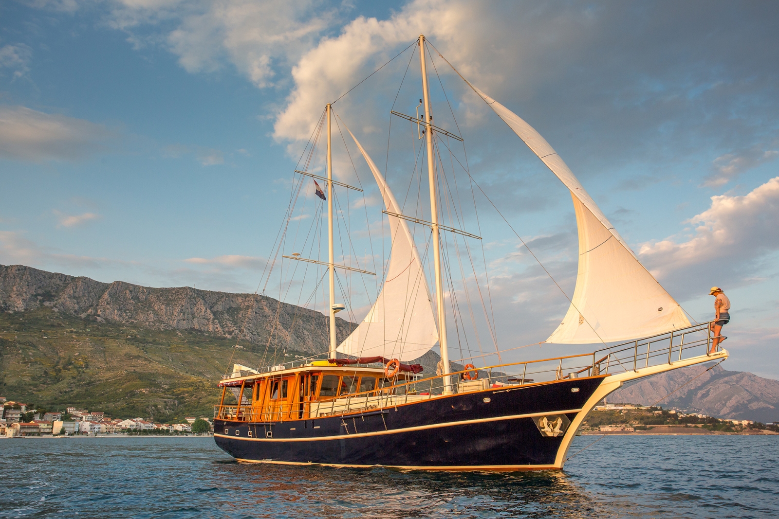 Front side view of Altair sailing in Croatia