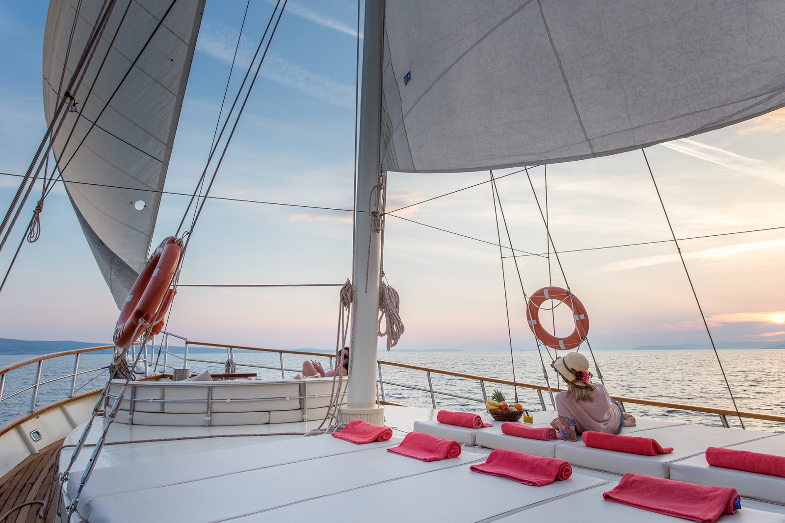 Sunbathing area on board Altair in Croatia