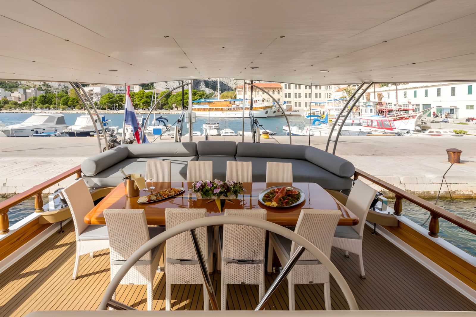 Dining table onboard the the Andjeo gulet in Coatia